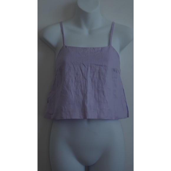 Hevron Women's Boxy Cropped Spaghetti Strap Top lavender Sz xs NWT 198 - Picture 4 of 10